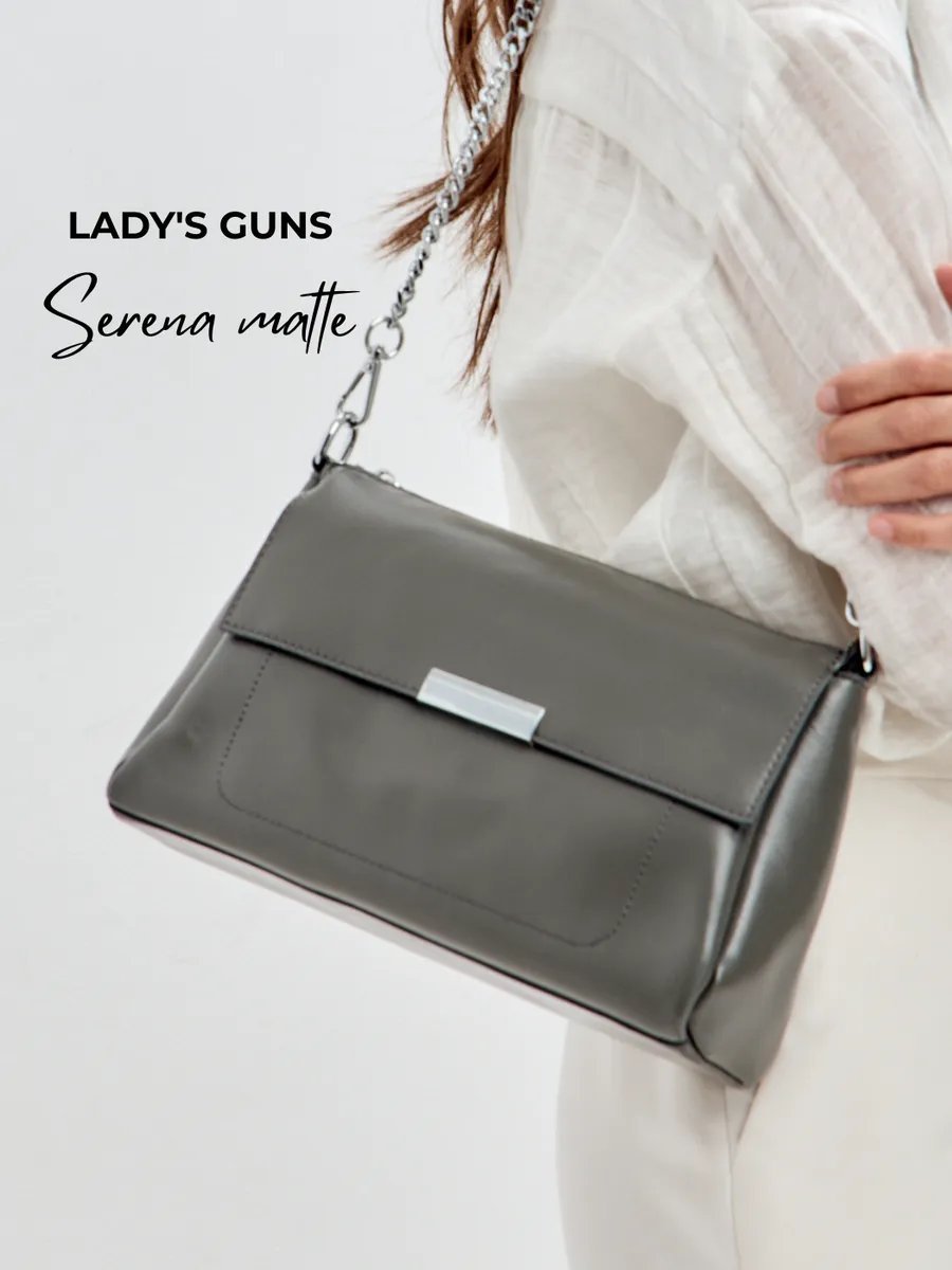 Сумка кросс-боди Lady's Guns натуральная кожа серый купить,NaN