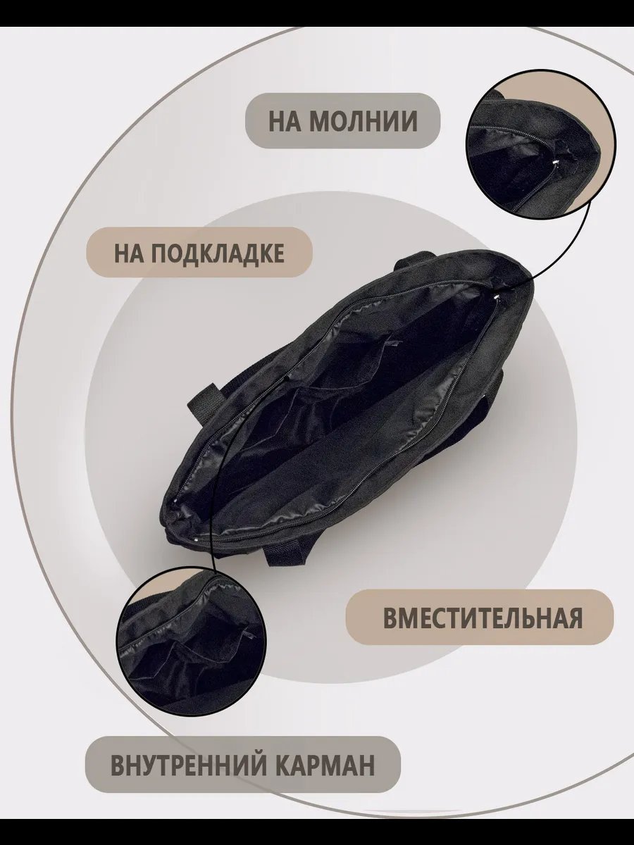 Сумка шоппер Небосой текстиль черный купить,NaN