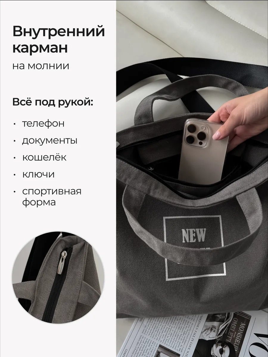Сумка шоппер Федор Сумкин хлопок серый купить,NaN
