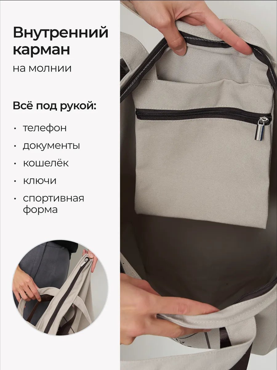 Сумка шоппер Федор Сумкин хлопок бежевый купить,NaN