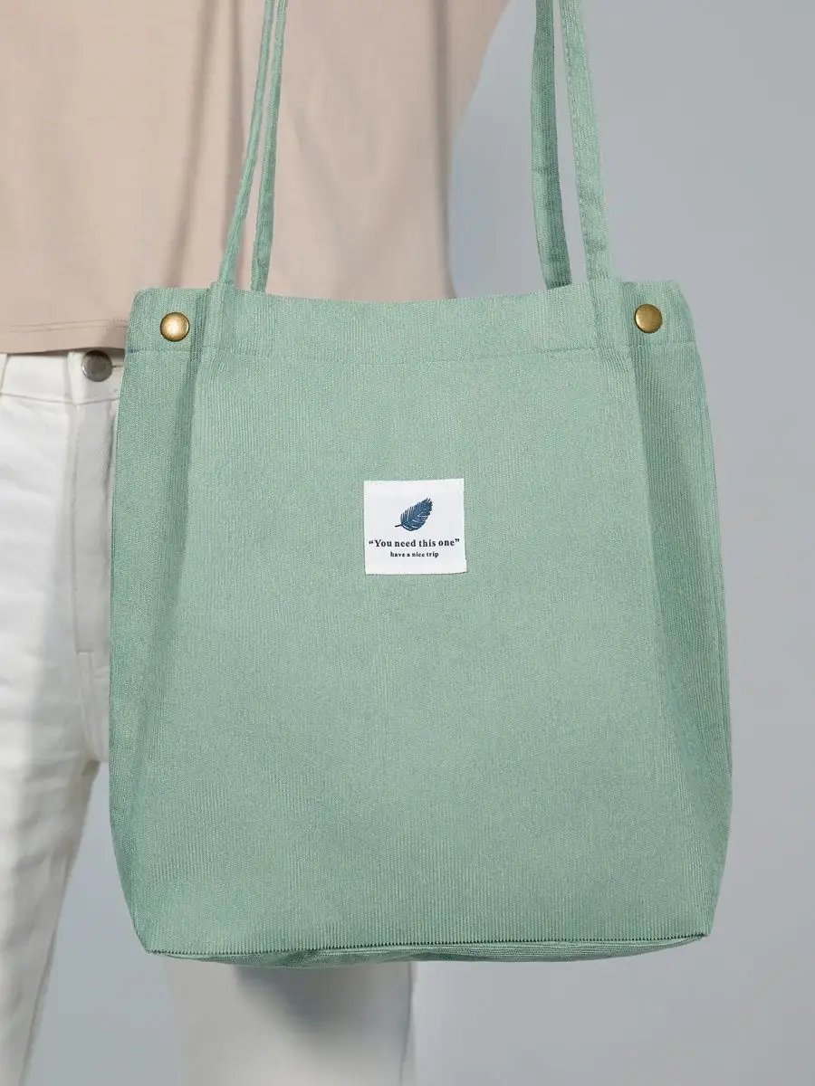 Сумка шоппер BAG13 вельвет зеленый купить,NaN