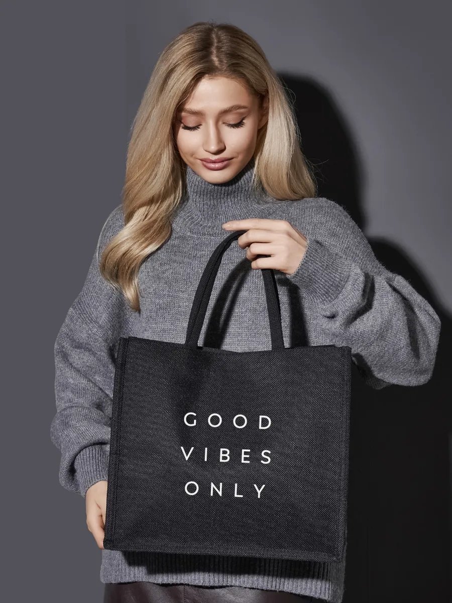 Сумка шоппер Bolso de Senora джут черный купить,NaN