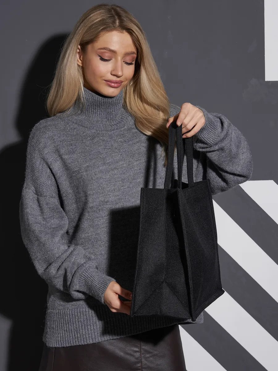 Сумка шоппер Bolso de Senora джут черный купить,NaN