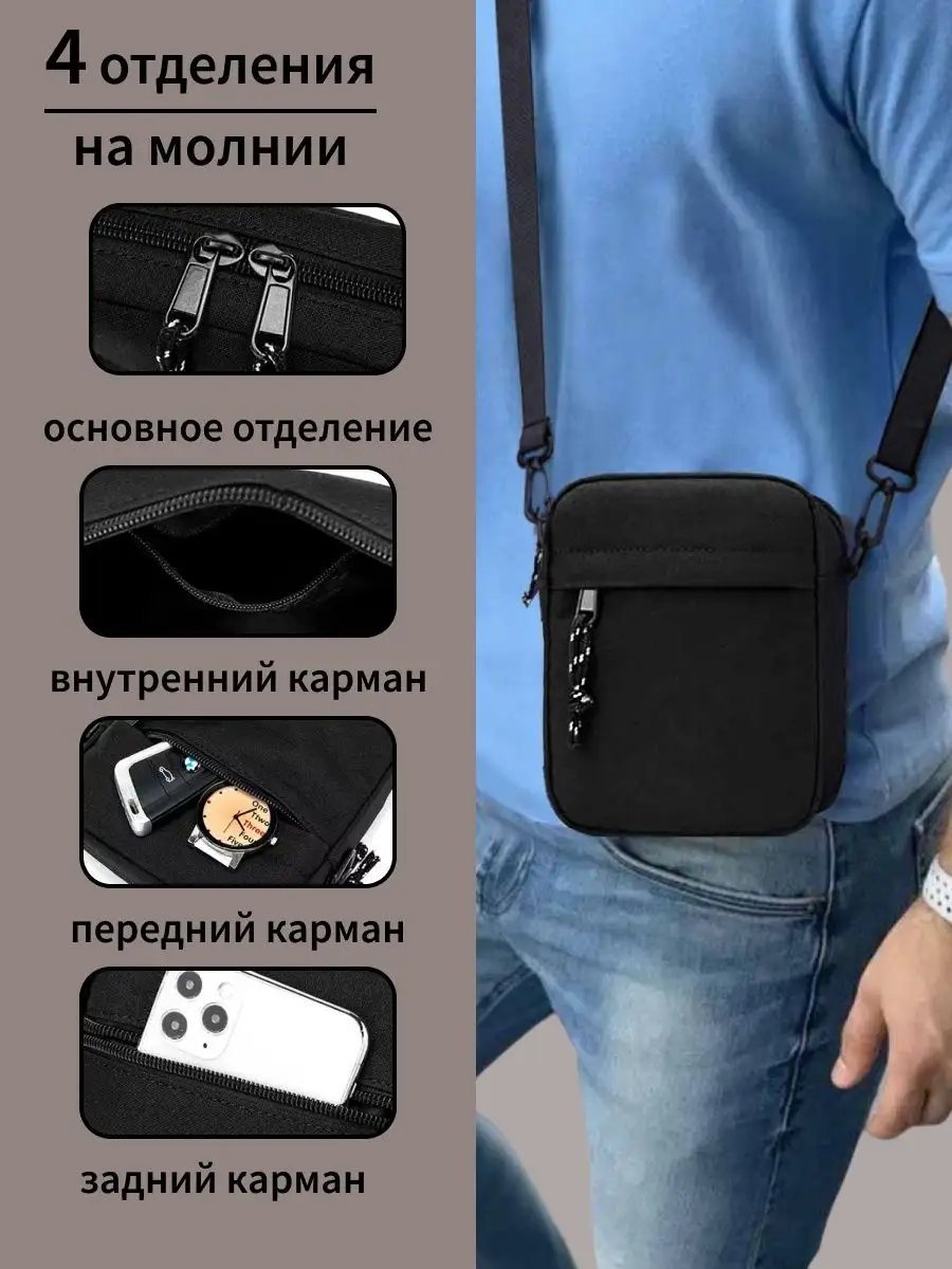 Сумка багет Lanbo Genuine нейлон черный купить,NaN