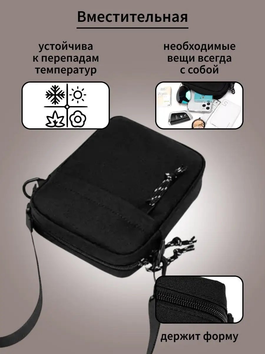 Сумка багет Lanbo Genuine нейлон черный купить,NaN