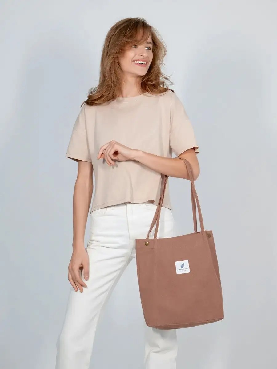 Сумка шоппер BAG13 вельвет коричневый купить,NaN