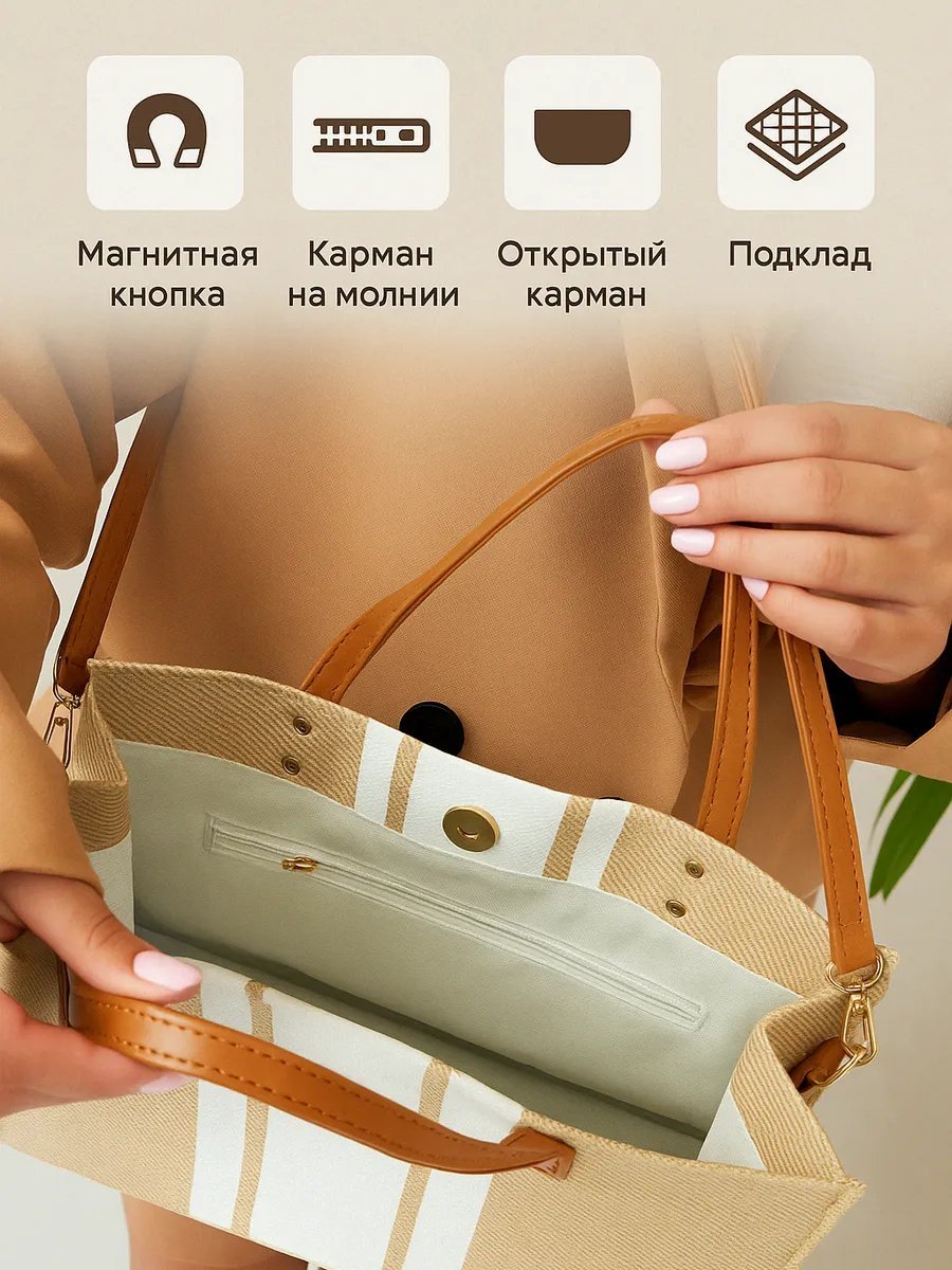 Сумка кросс-боди 'Elima Collection' хлопок бежевый купить,NaN