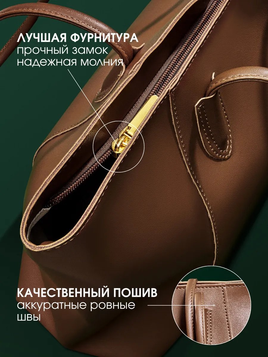 Сумка шоппер JoyCity экокожа коричневый купить,NaN