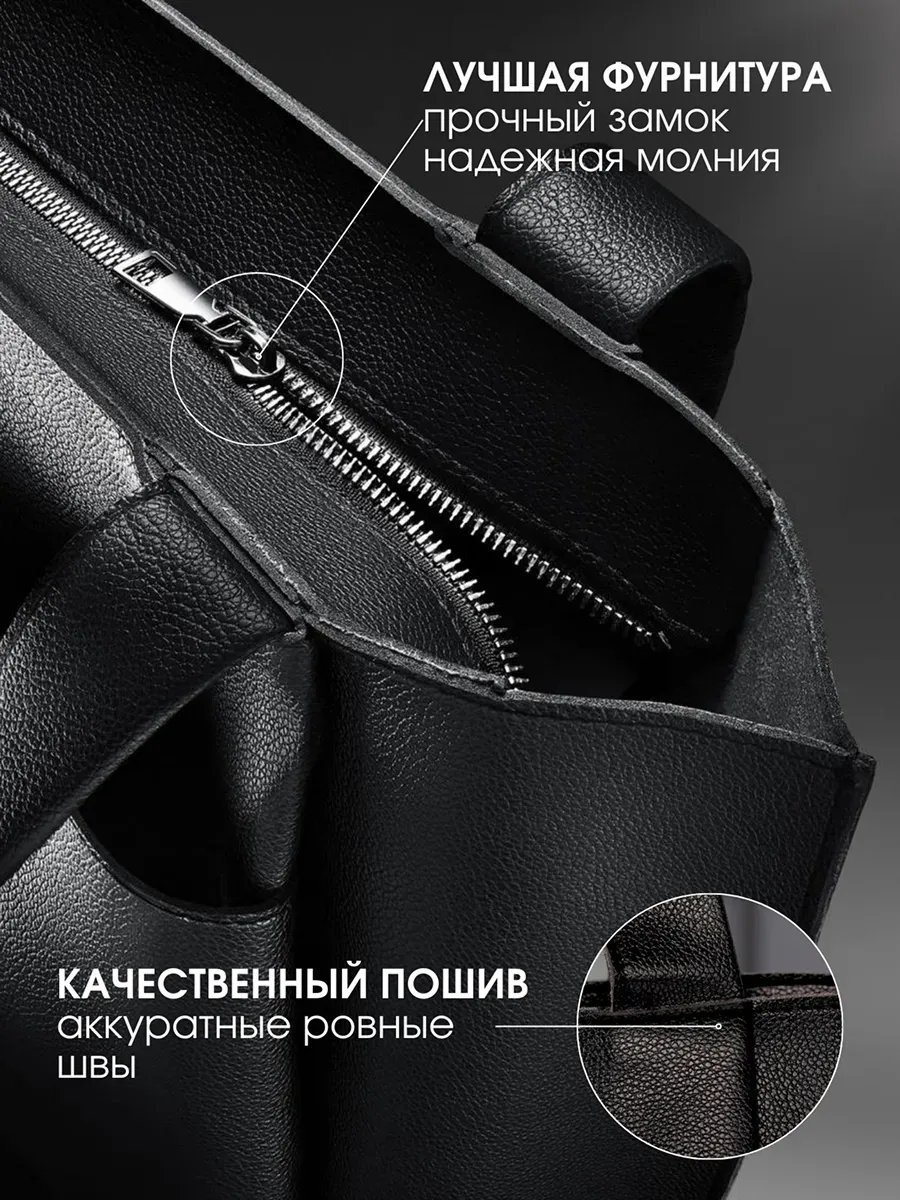 Сумка шоппер Kanterelli экокожа черный купить,NaN