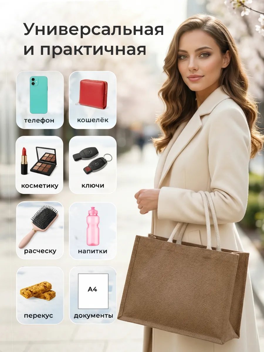 Сумка шоппер ЭкоШарм хлопок коричневый купить,NaN
