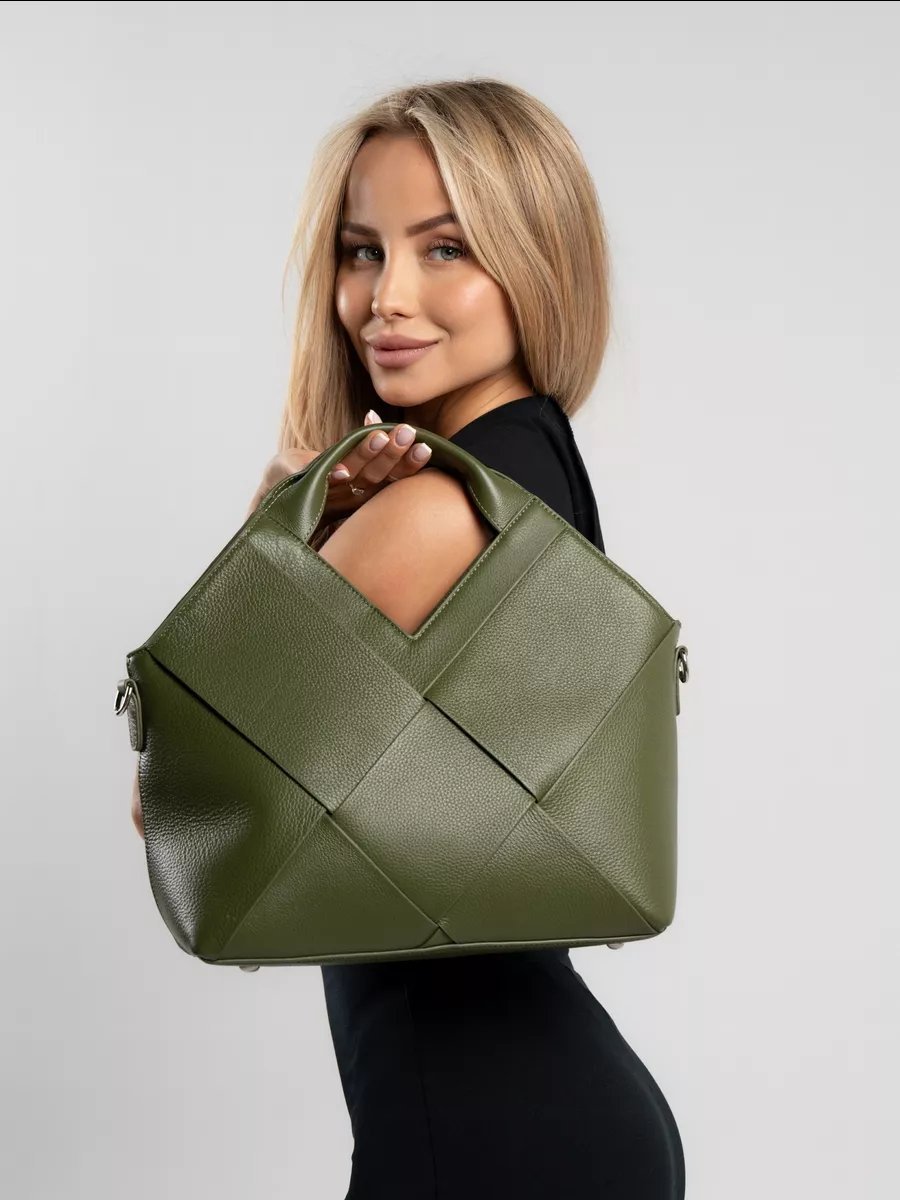 Сумка багет A&U BAGS натуральная кожа зеленый купить,NaN