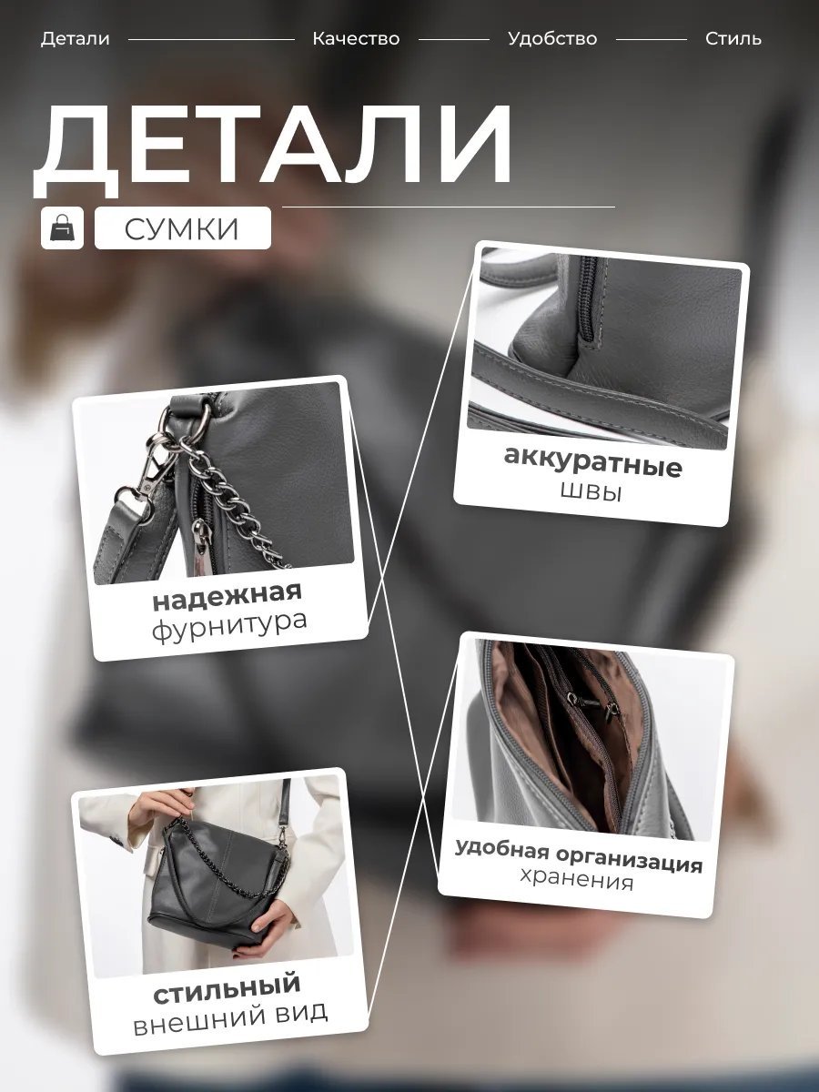 Сумка кросс-боди экокожа серый купить,NaN