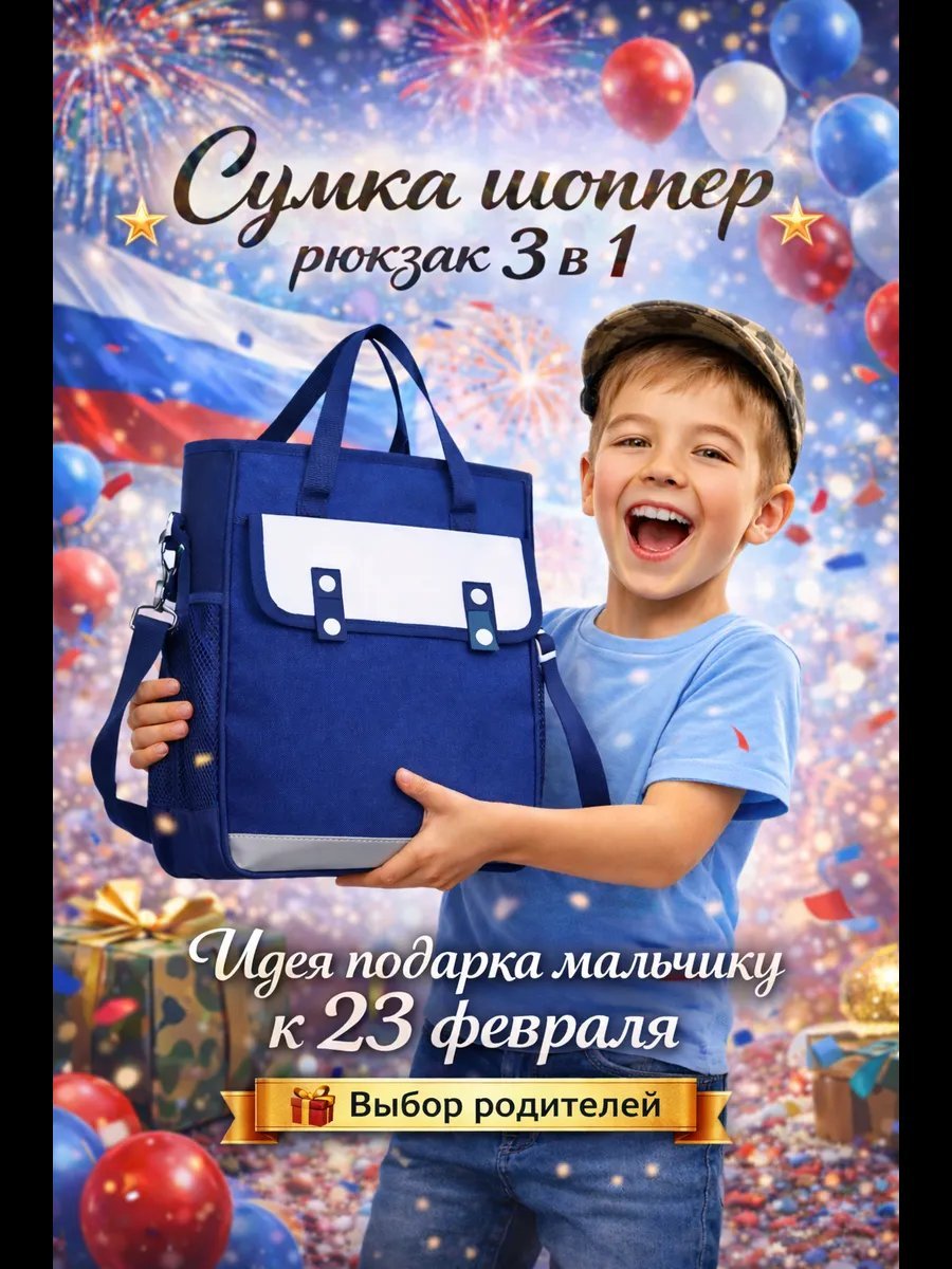 Сумка шоппер TVOYSTIMUL полиэстер синий купить,NaN