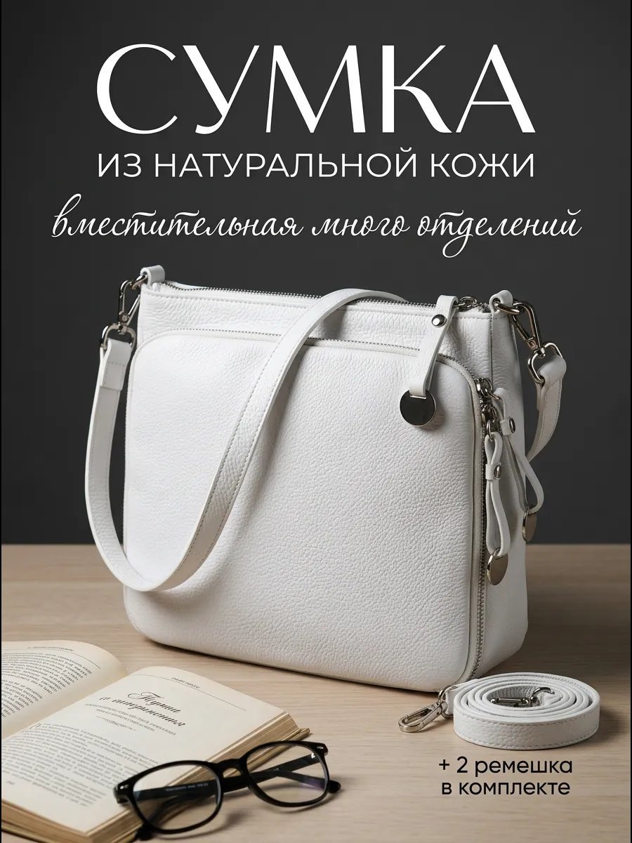Сумка мессенджер 5Sumok натуральная кожа белый купить,NaN