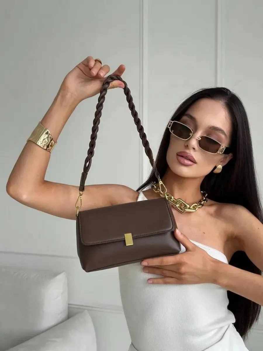 Сумка багет Live Brand экокожа коричневый купить,NaN