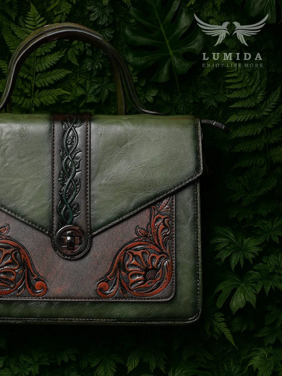 Мини-сумка Lumida натуральная кожа зеленый купить,NaN