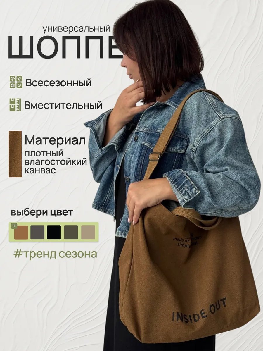Сумка шоппер хлопок коричневый купить,NaN