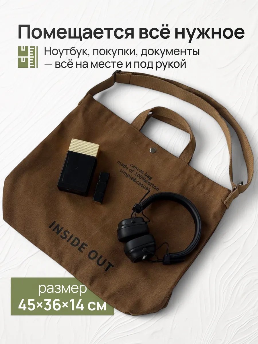 Сумка шоппер хлопок коричневый купить,NaN