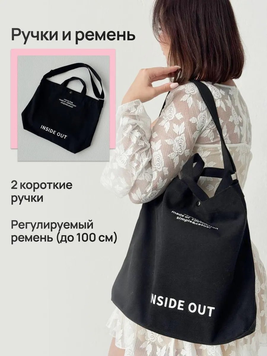 Сумка шоппер хлопок черный купить,NaN