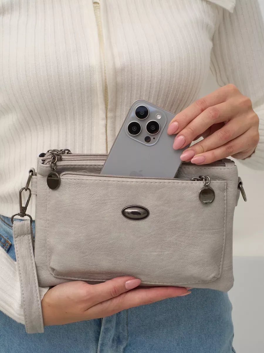 Сумка кросс-боди ToteTrend экокожа серый купить,NaN