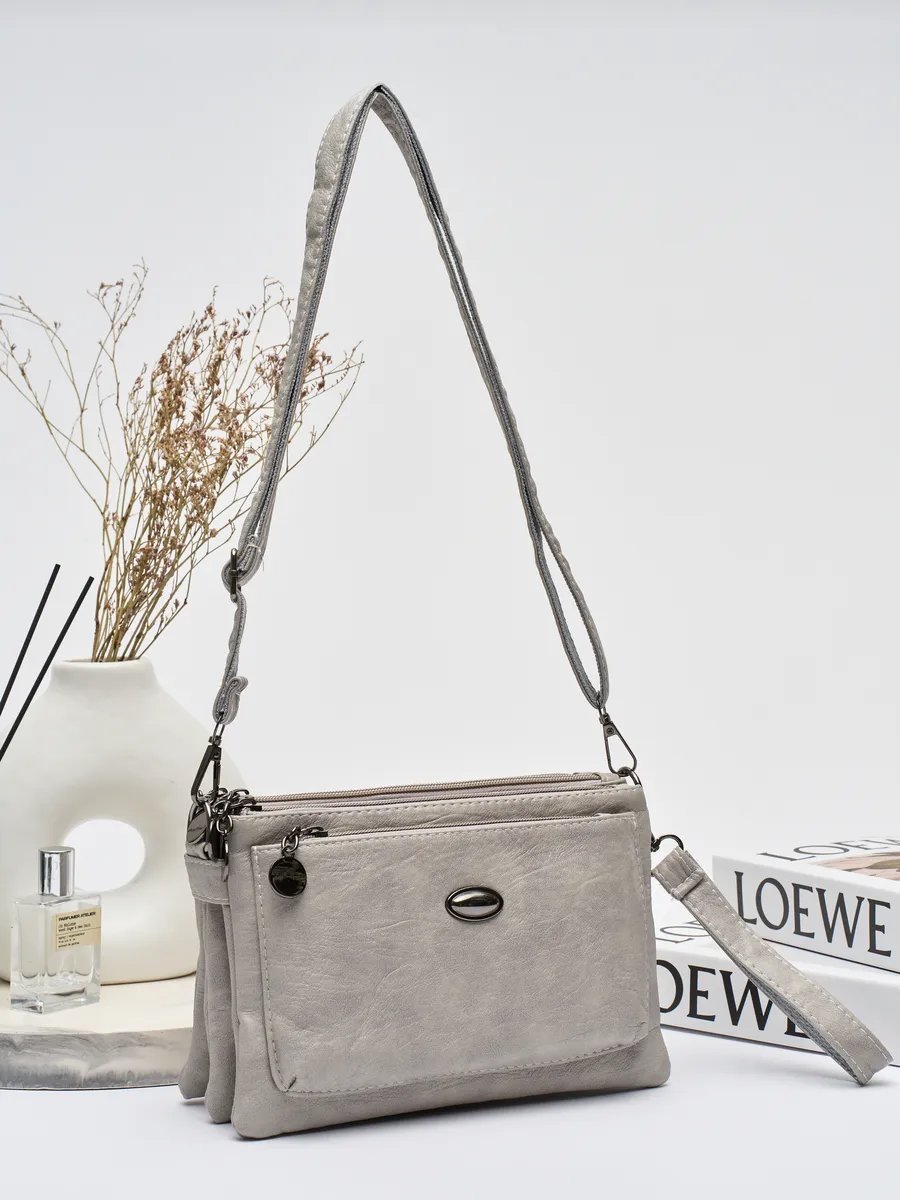 Сумка кросс-боди ToteTrend экокожа серый купить,NaN