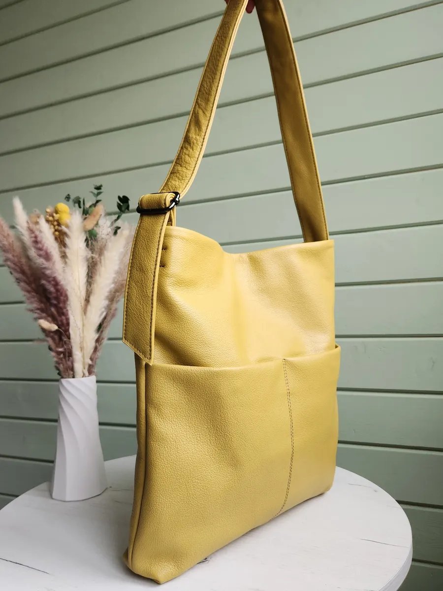 Сумка шоппер FEELBAGS натуральная кожа желтый купить,NaN