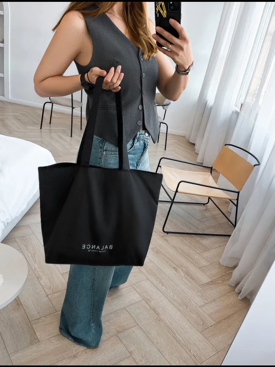 Сумка шоппер VO.SHOPPING полиэстер черный купить,NaN