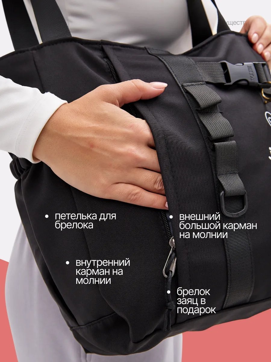 Сумка шоппер Three Feather нейлон черный купить,NaN