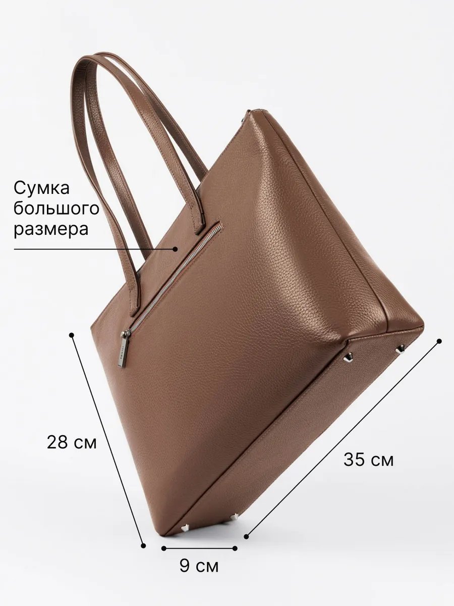 Сумка шоппер RICHET натуральная кожа коричневый купить,NaN