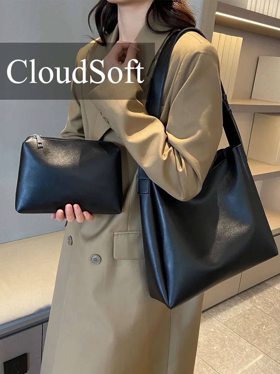 Сумка шоппер CloudSoft экокожа черный купить,NaN
