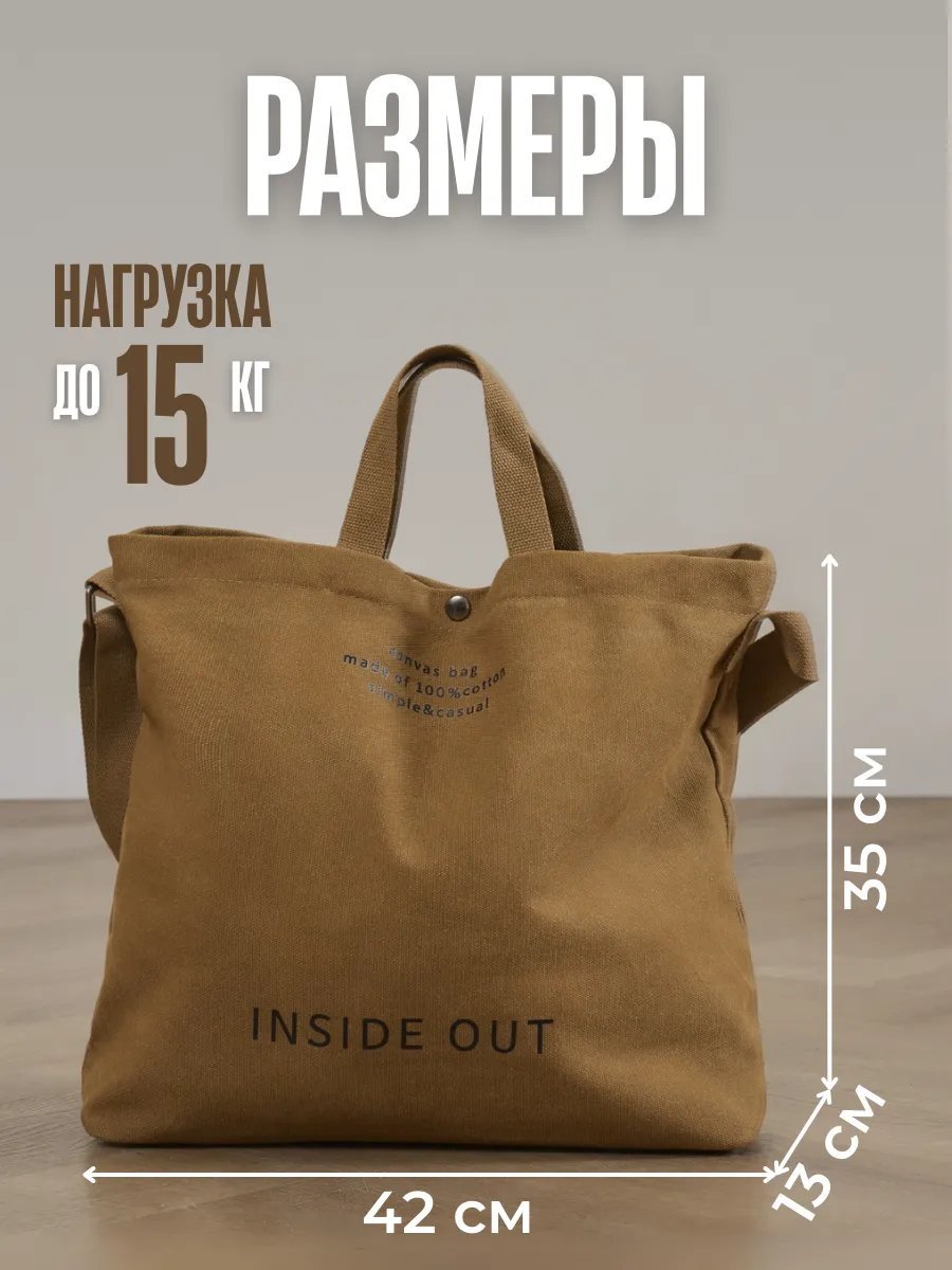 Сумка шоппер хлопок коричневый купить,NaN