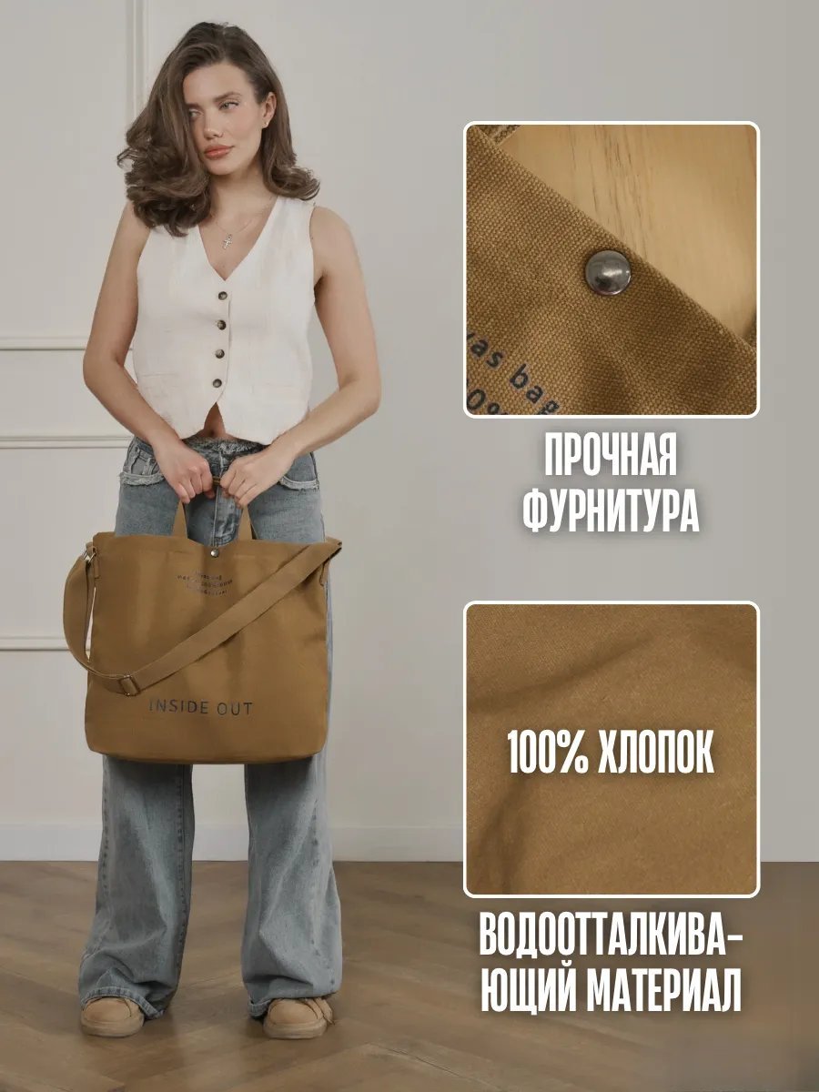 Сумка шоппер хлопок коричневый купить,NaN