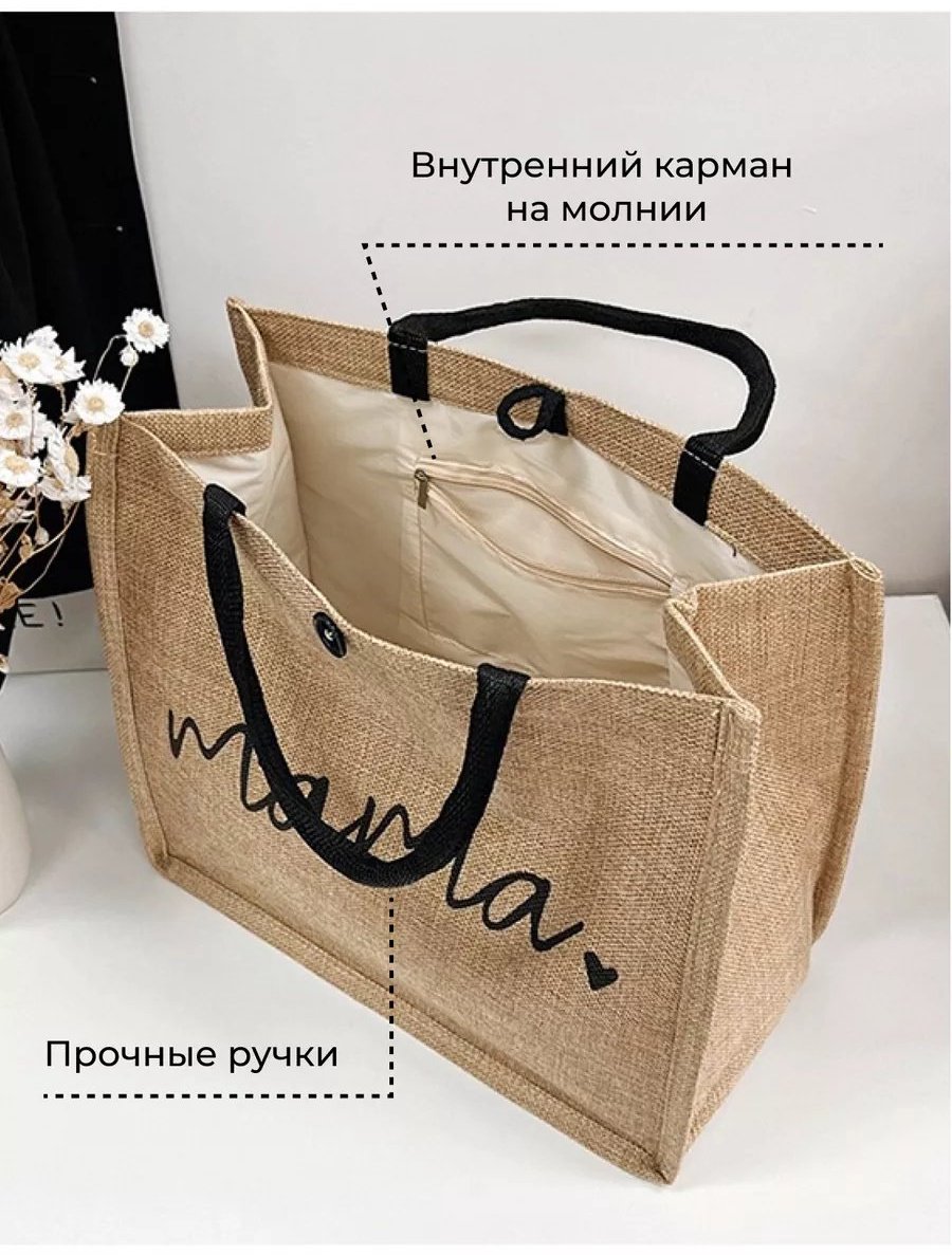 Сумка шоппер Meri&Style хлопок бежевый купить,NaN