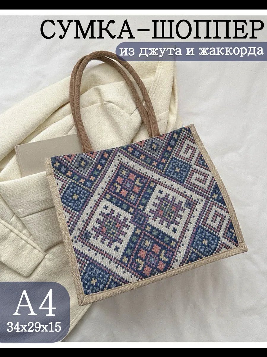 Сумка шоппер джут синий купить,NaN