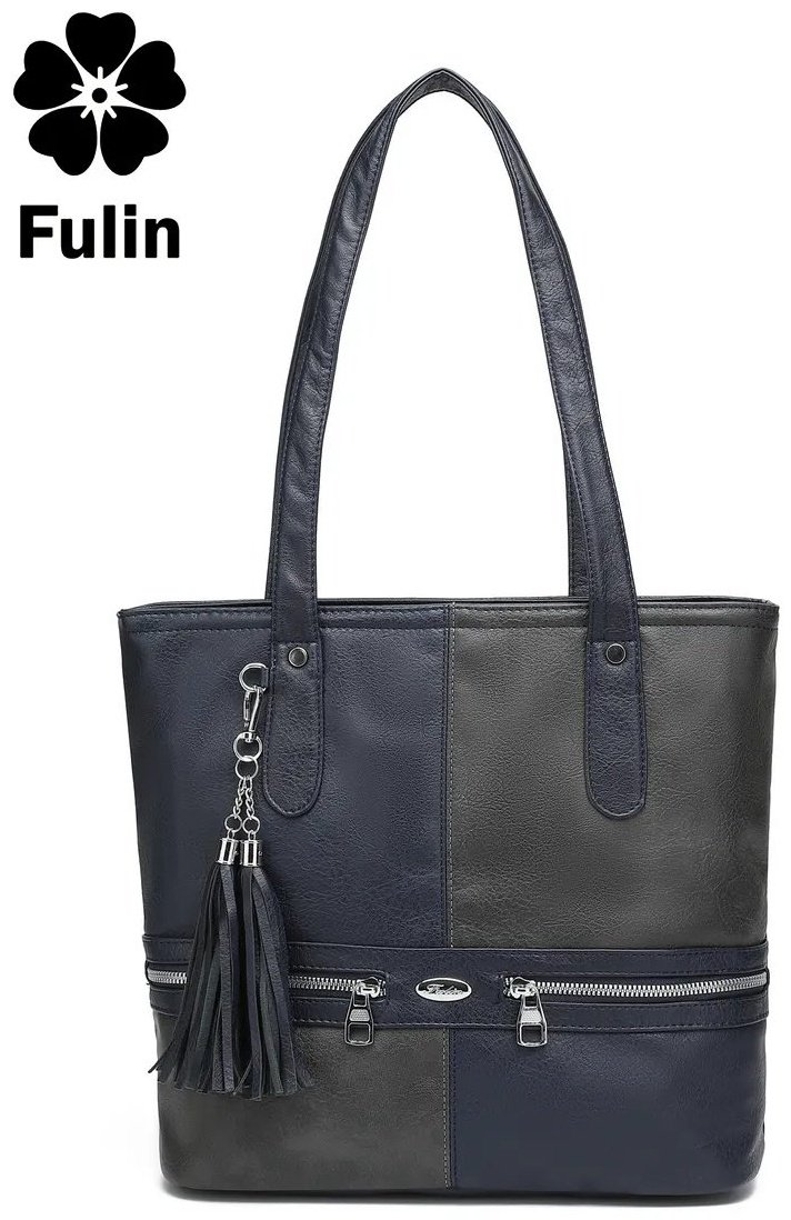 Сумка шоппер FULIN экокожа синий купить,NaN