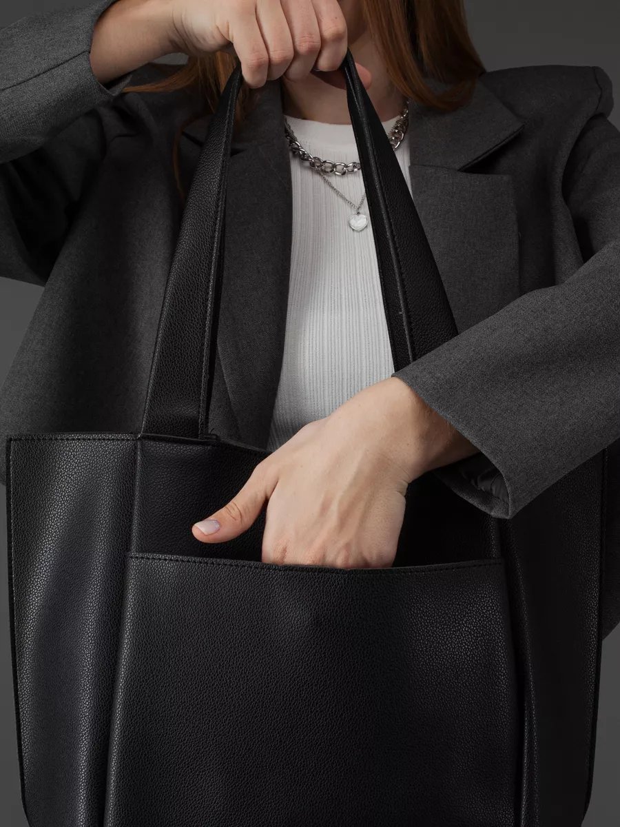 Сумка шоппер TRENDSHOP экокожа черный купить,NaN