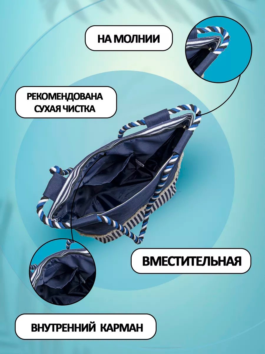 Сумка шоппер Небосой лен синий купить,NaN