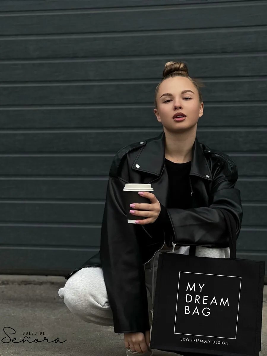 Сумка шоппер Bolso de Senora канвас черный купить,NaN
