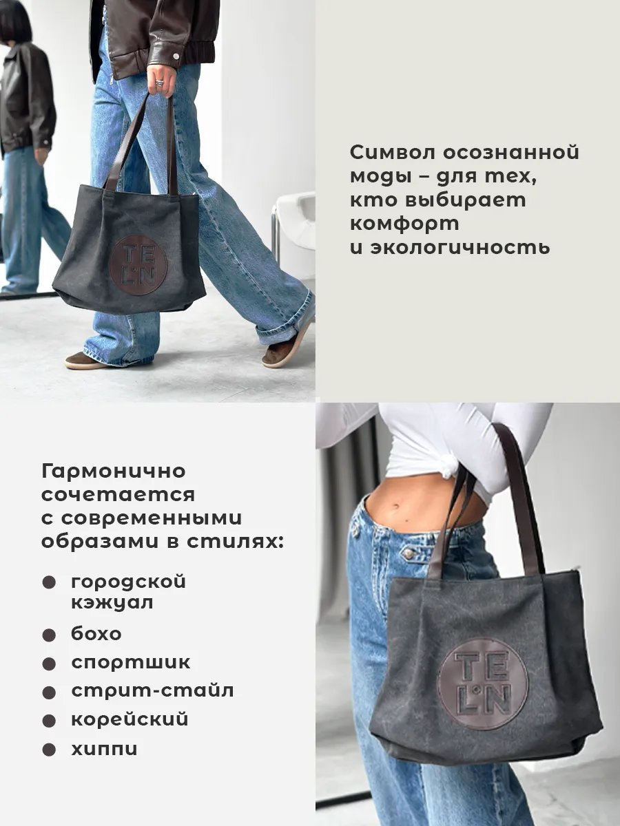 Сумка шоппер хлопок черный
