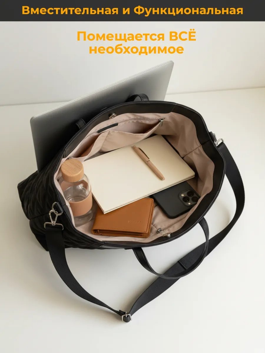 Сумка шоппер Via Borca нейлон черный