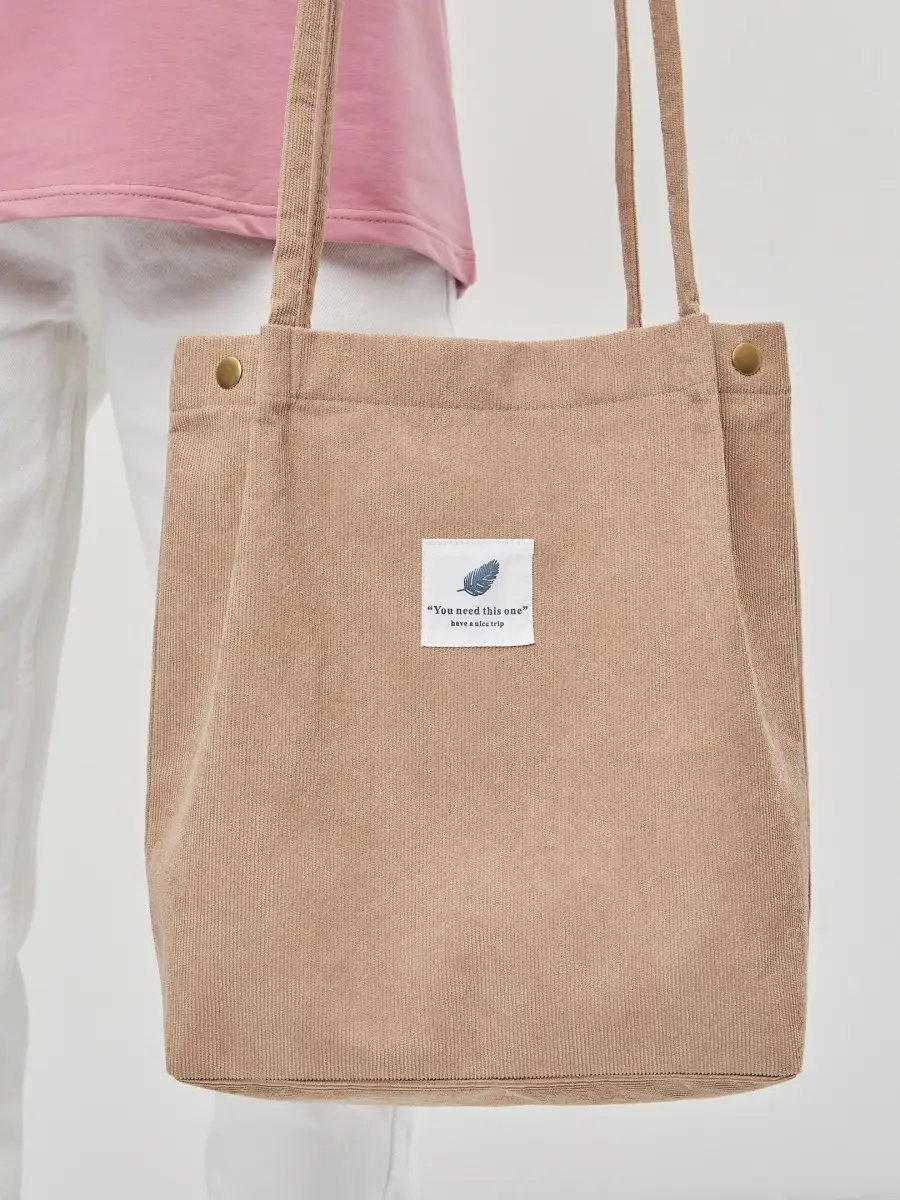 Сумка шоппер BAG13 вельвет бежевый