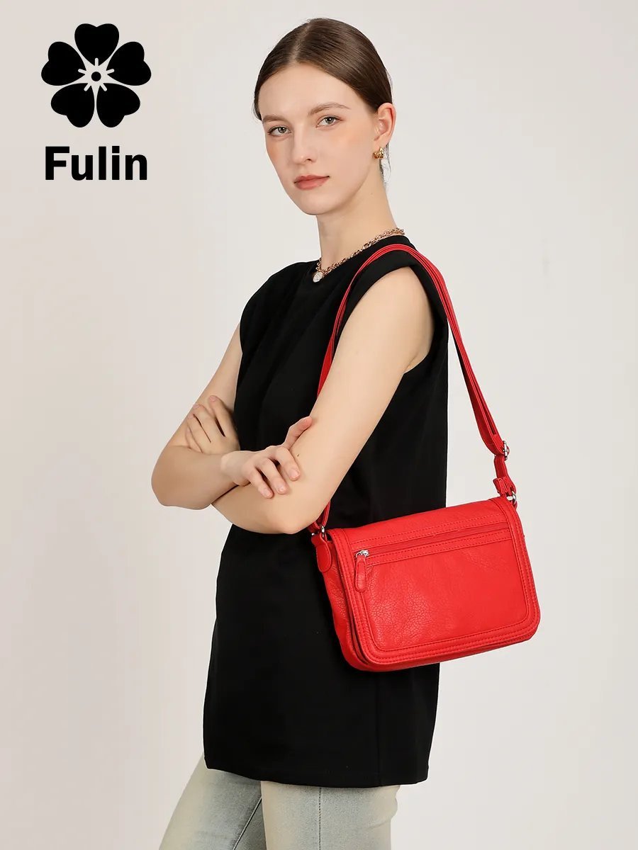 Сумка багет FULIN искусственная кожа красный