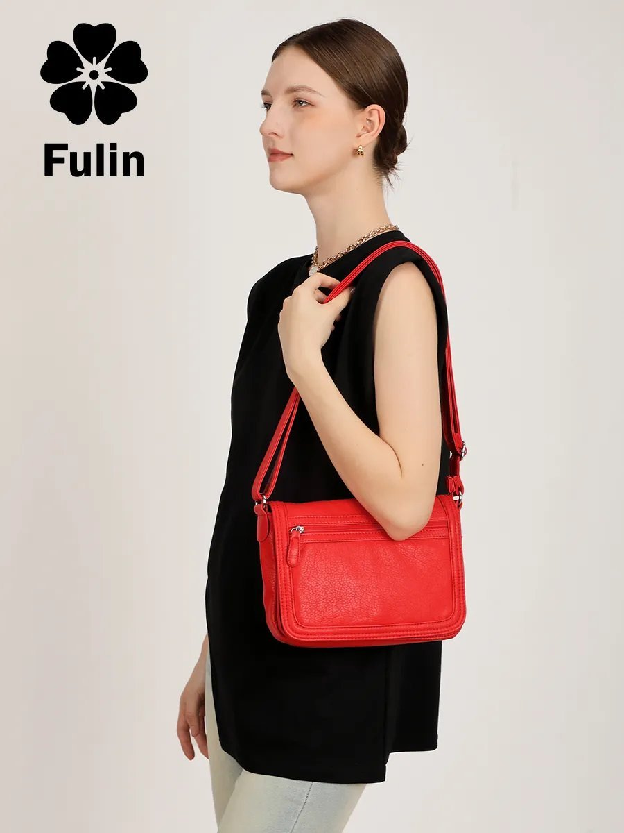 Сумка багет FULIN искусственная кожа красный