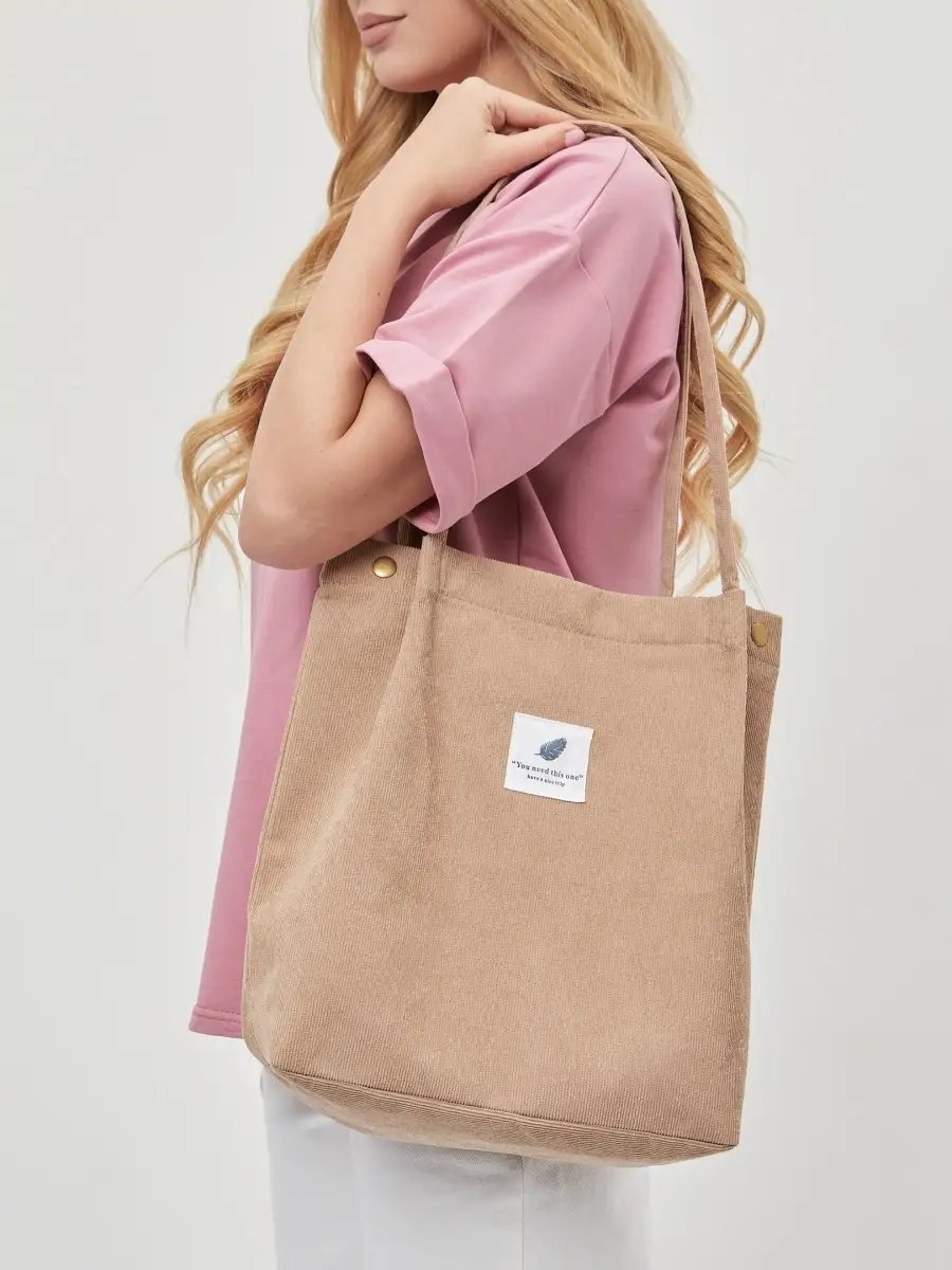 Сумка шоппер BAG13 вельвет бежевый