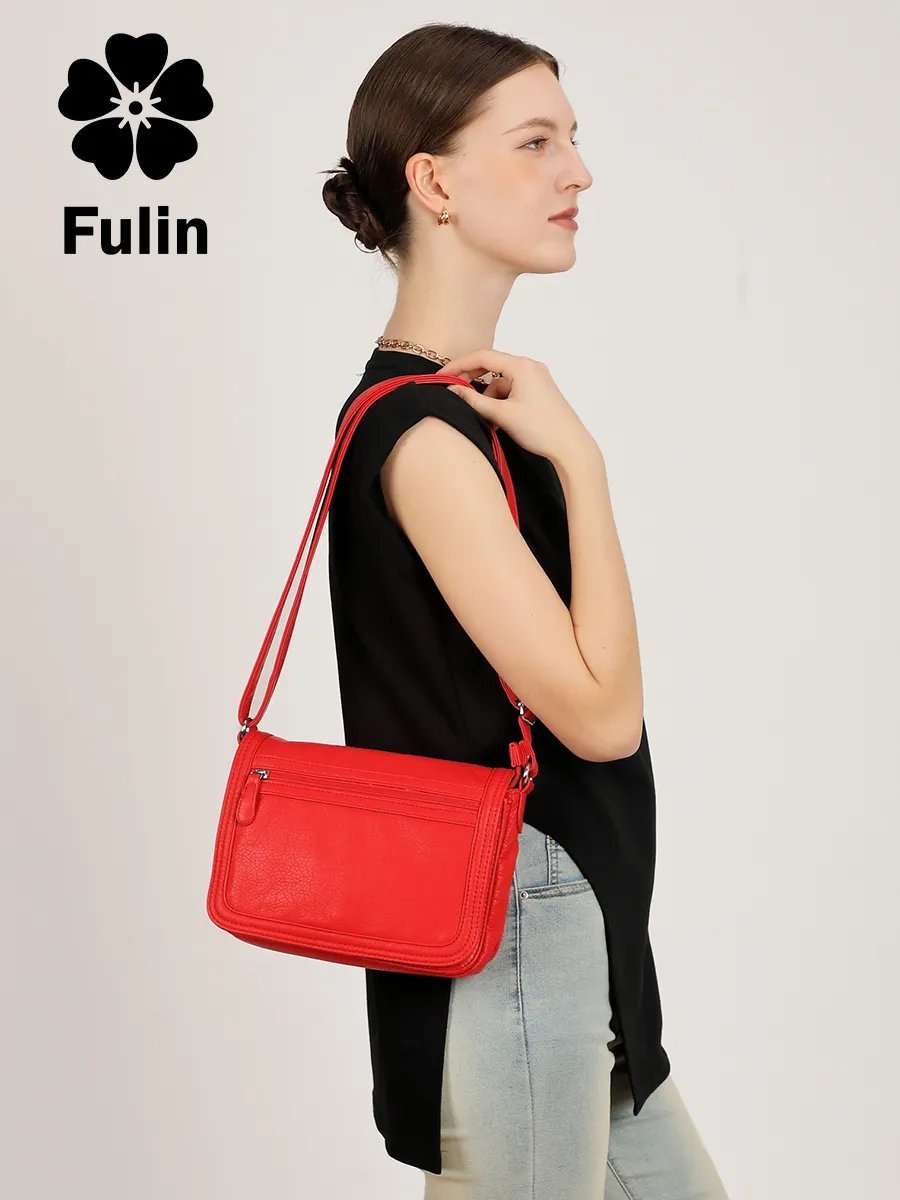 Сумка багет FULIN искусственная кожа красный