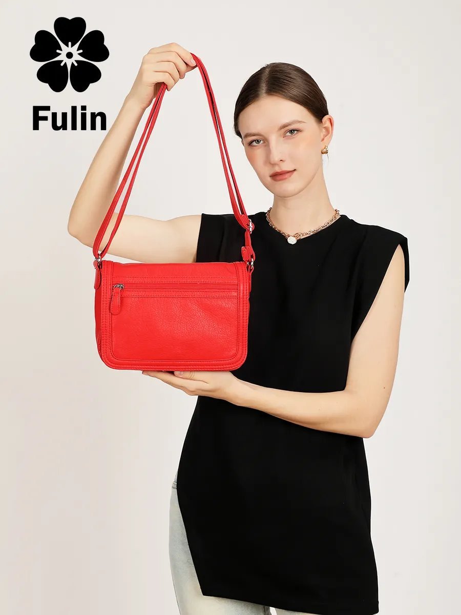Сумка багет FULIN искусственная кожа красный