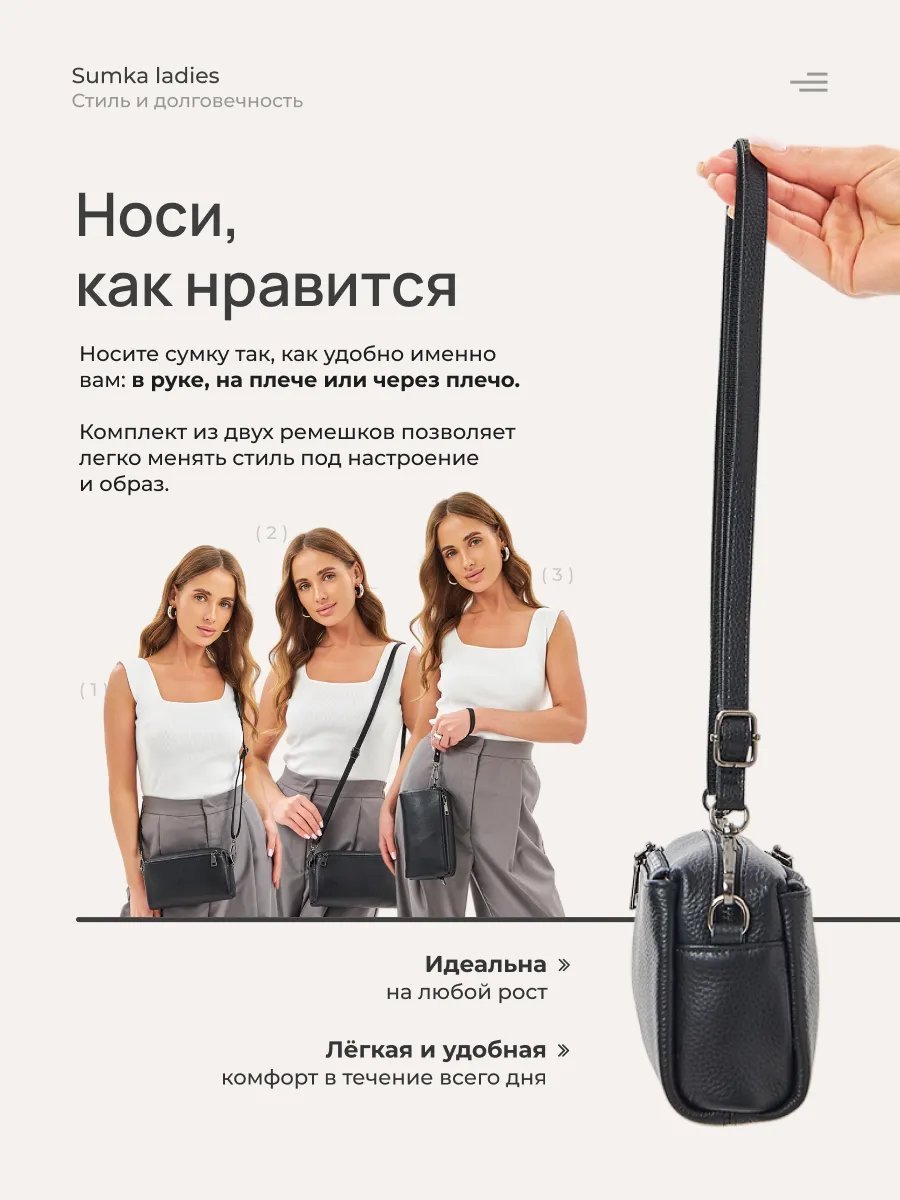 Сумка кросс-боди SUMKA_LADIES натуральная кожа черный