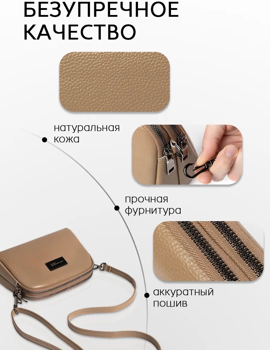 Сумка кросс-боди Fexobag натуральная кожа бежевый