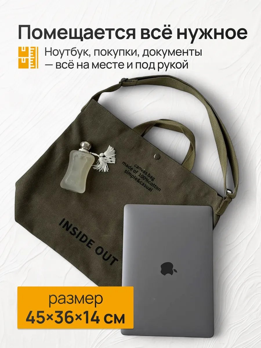 Сумка шоппер хлопок зеленый