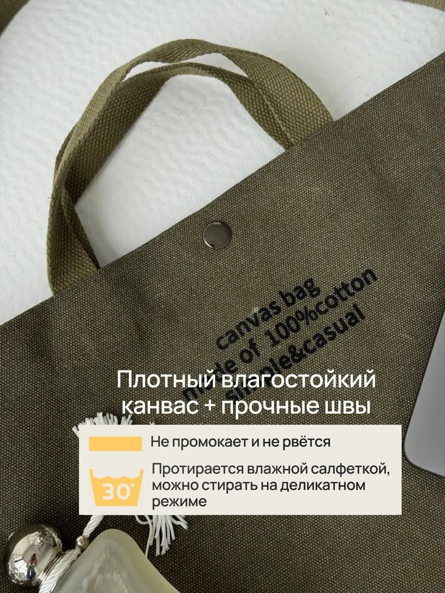 Сумка шоппер хлопок зеленый